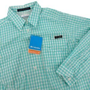 Columbia Women's Super Bonehead Long Sleeve Button Bown Checkered Vented Large